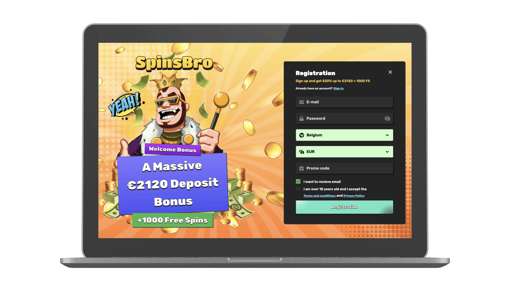 Registratie bij SpinsBro Casino