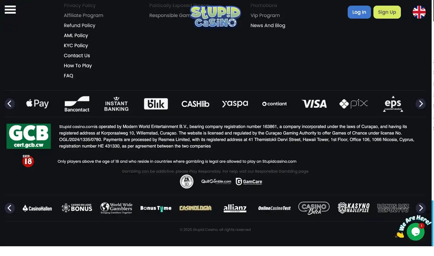 stupid casino footer