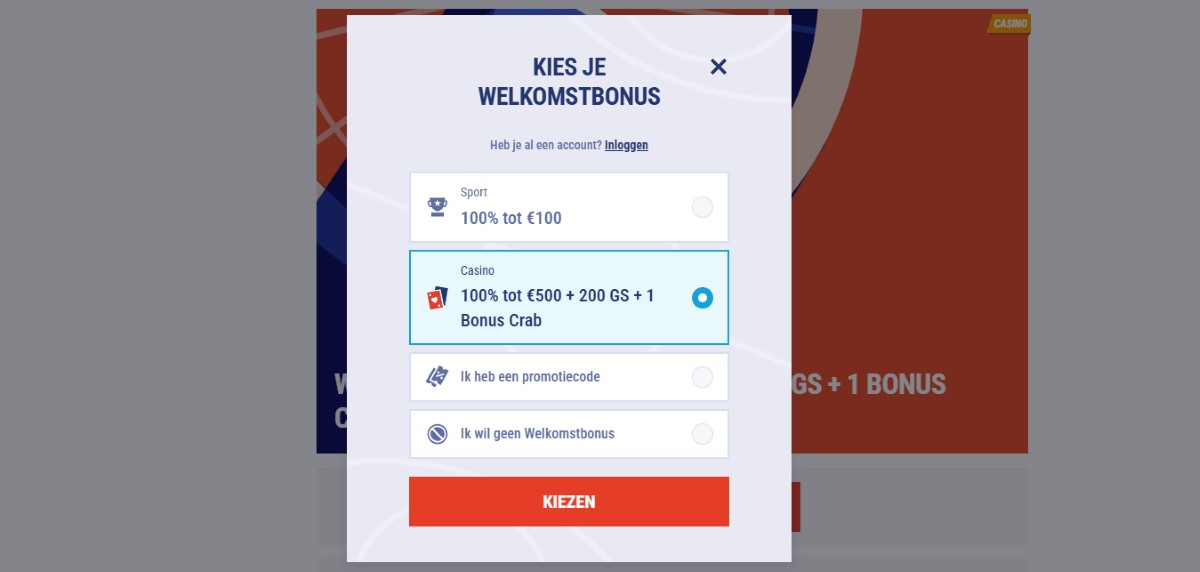 stappen welkomstbonus te activeren