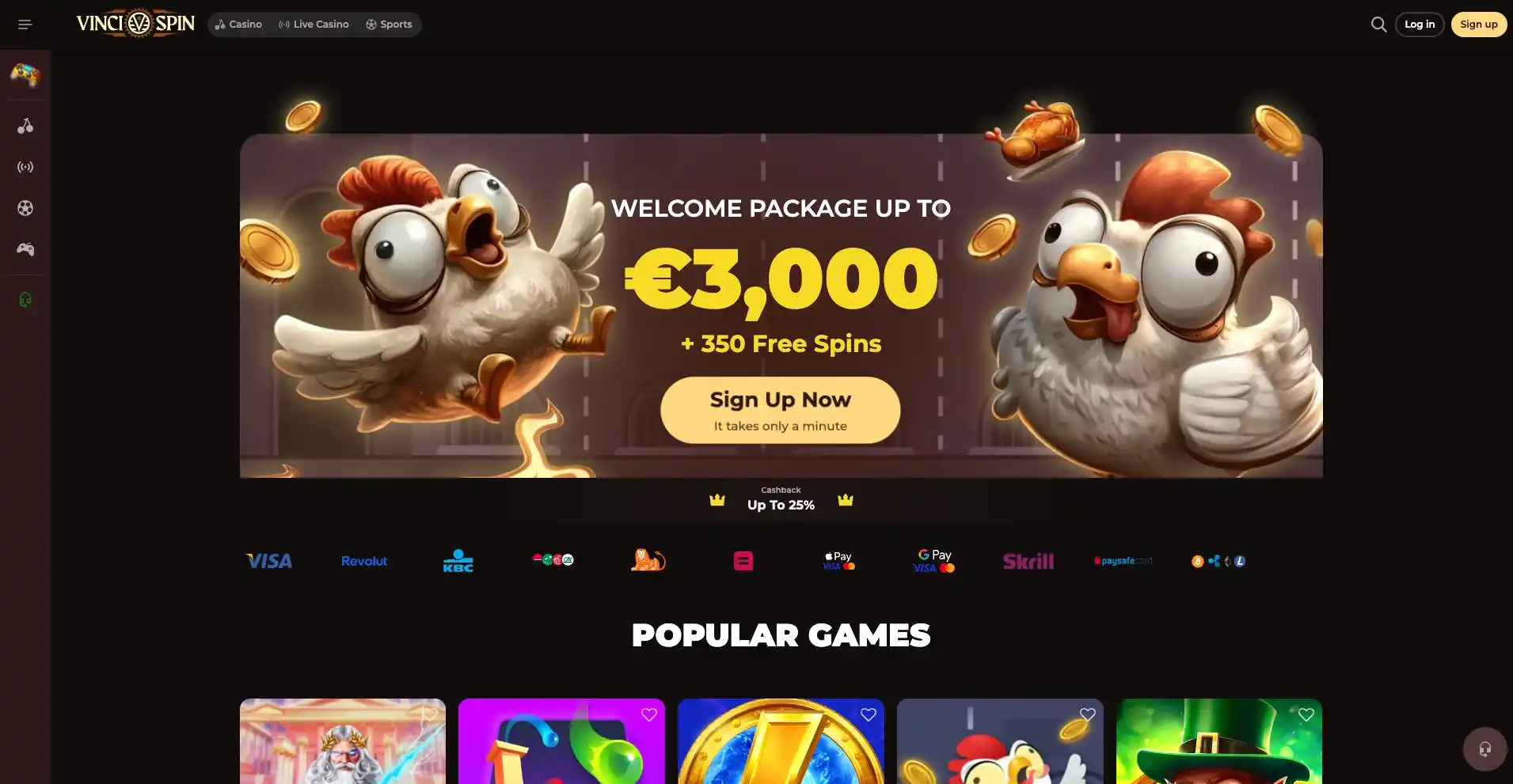 vincispin welcome bonus