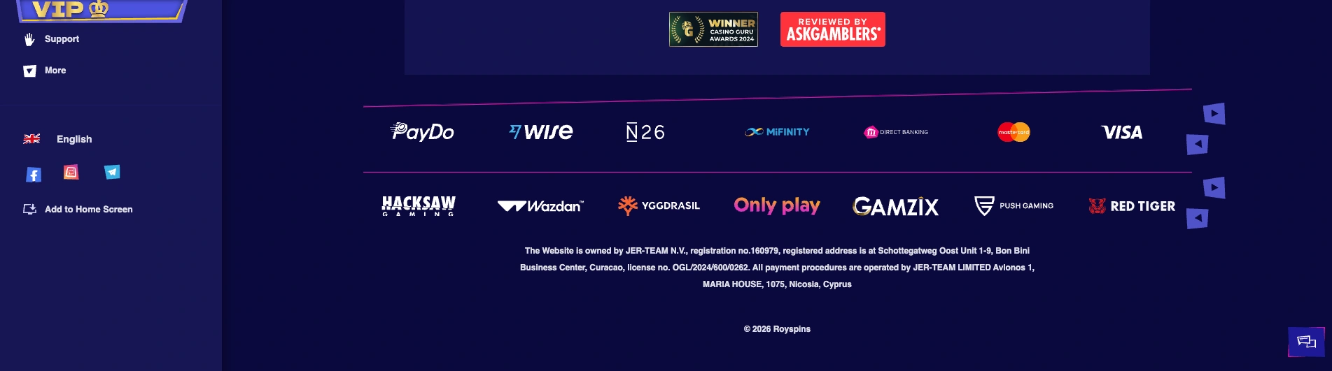 royspins footer