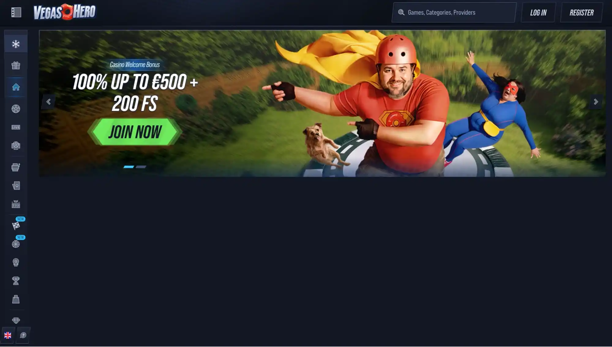 vegashero main page